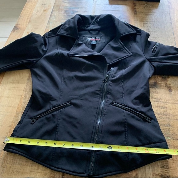 Miss Sixty M60 Moto Jacket Diagonal Zip Black Stretch Size Small - Picture 7 of 16